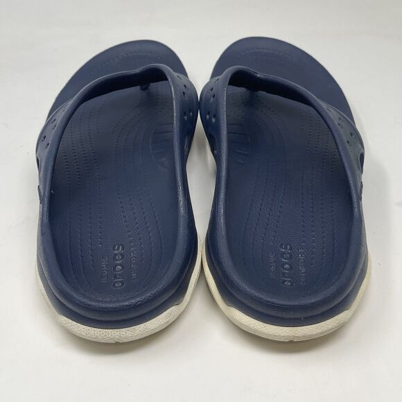 Crocs Swiftwater Deck Thong Sandals Mens 11 Blue Slip On Flip Flops Comfort - Picture 10 of 15